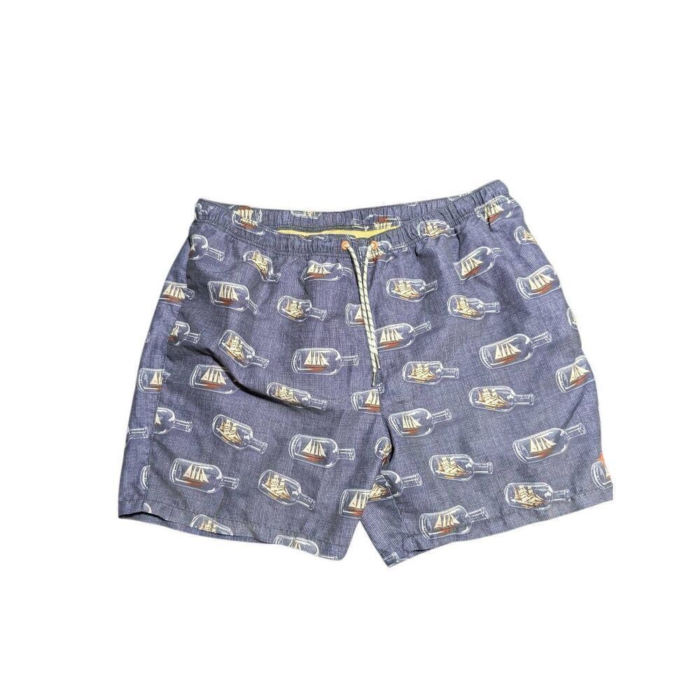 Tommy Bahama Relax Shorts Swim Trunk Ship in a Bottle Swim Lined Navy Blue Men's